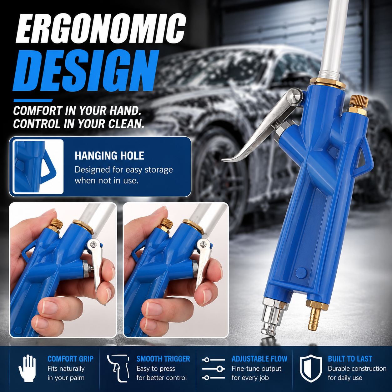 🔧 Long-Reach Pneumatic Engine Cleaning Gun