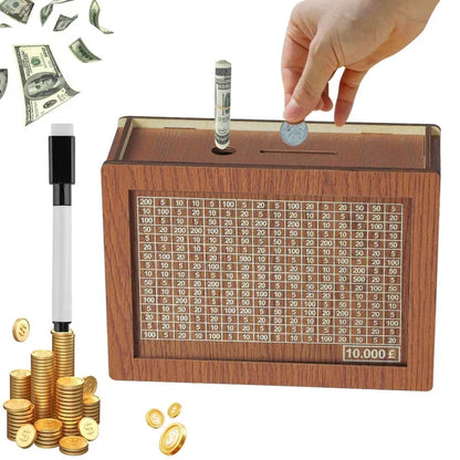 🔥🔥Wooden Lottery Ticket Game Board & Money Box with Counter