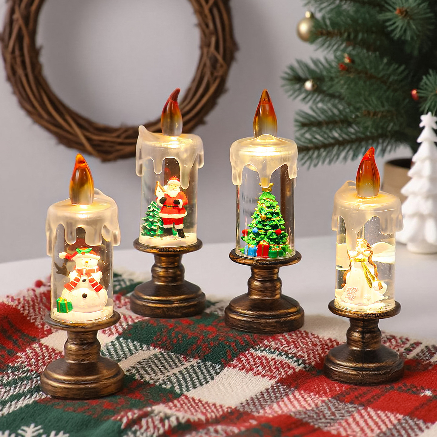 Christmas Crystal Candle Lamp Ornaments