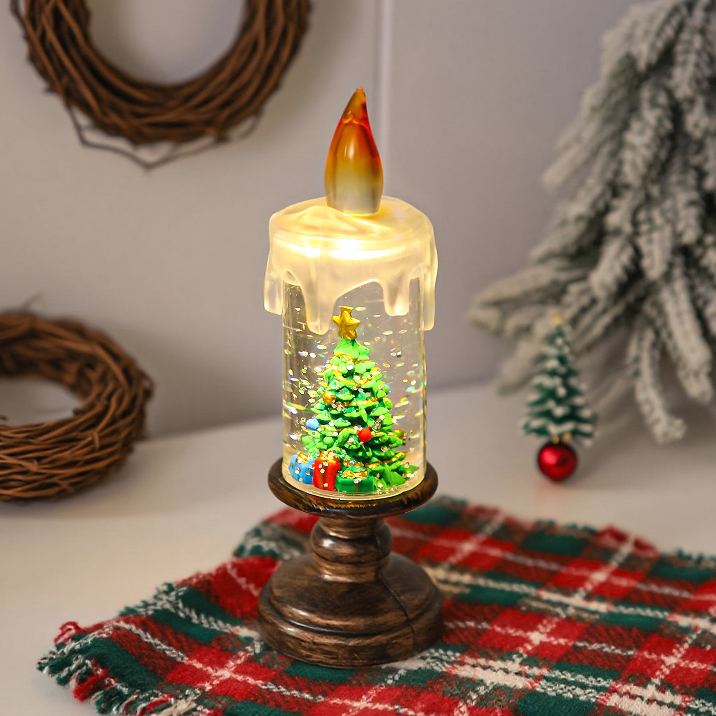 Christmas Crystal Candle Lamp Ornaments