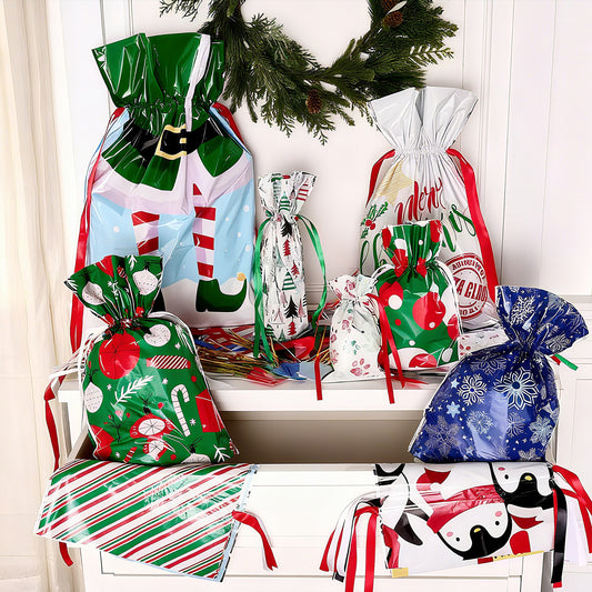 Christmas Cheer Drawstring Gift Bags