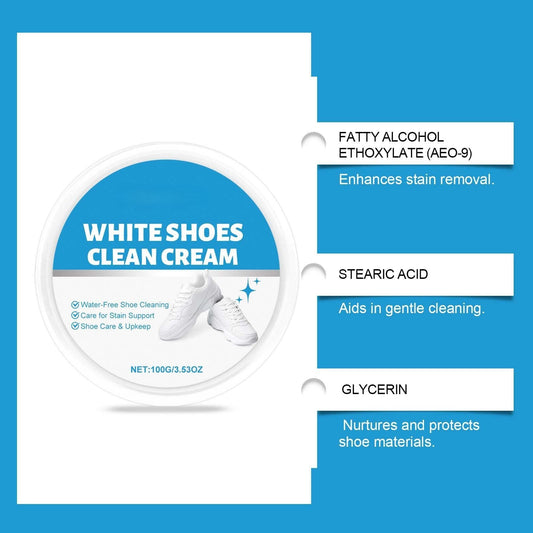 White Shoe Cleaner Cream  |   Multipurpose No-Wash Solid Comes with Sponge