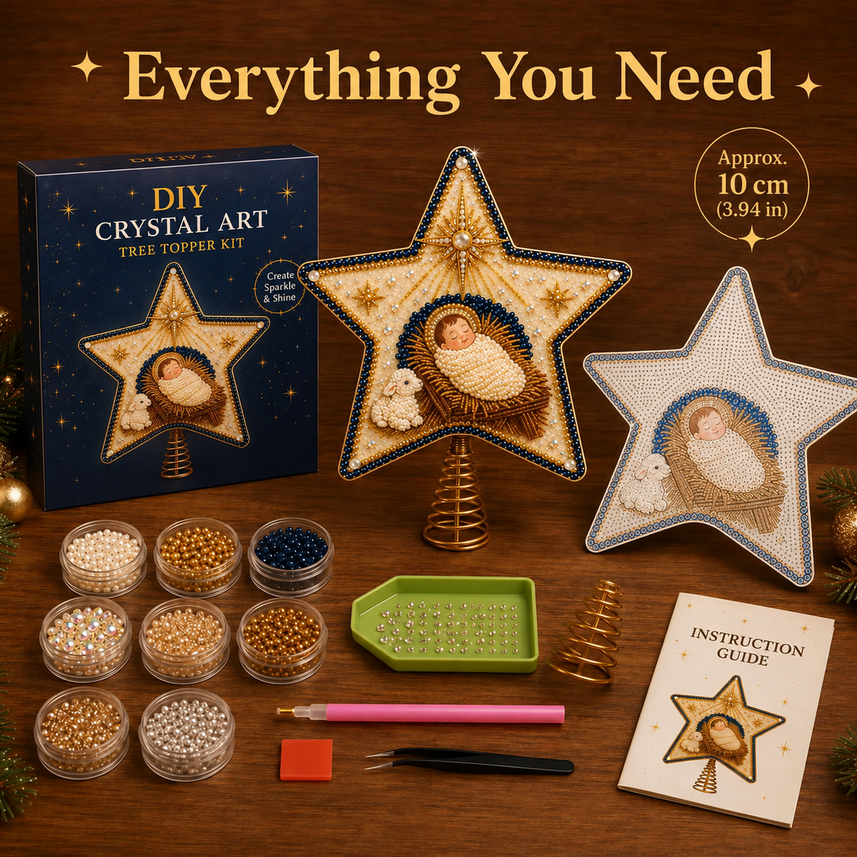 ⭐ Faith Inspired Pearl Diamond Art Christmas Tree Topper Craft Kit