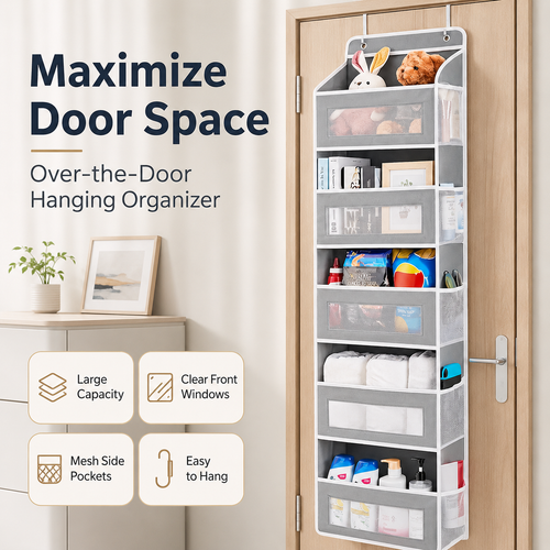 5-Tier Over-the-Door Organizer – Extra Side Mesh Pockets for More Storage 🚪