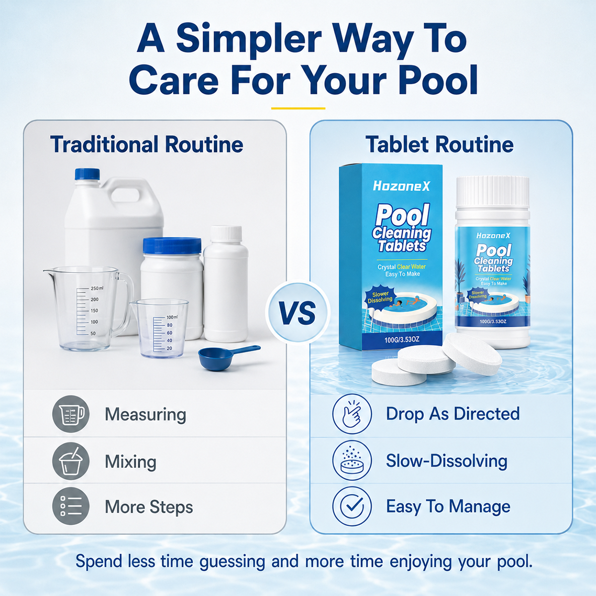 Pool Cleaning Tablets for Crystal Clear Water