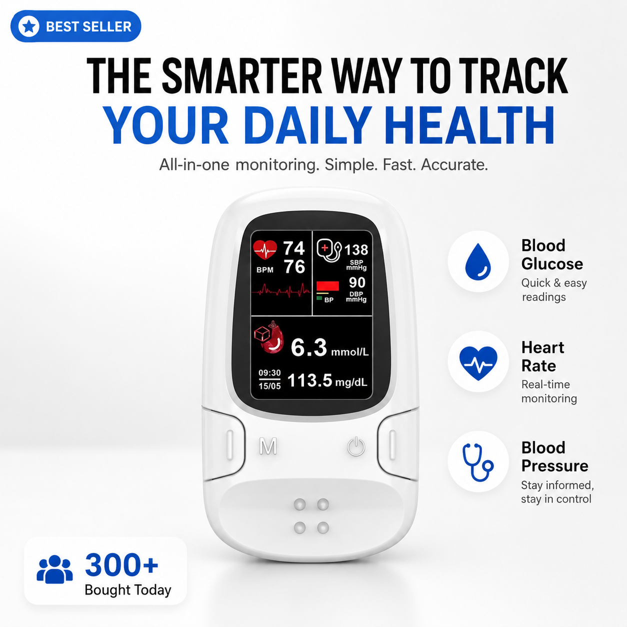 Multi-function finger-clip wellness monitoring device