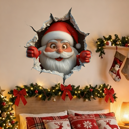 🔥Buy 5 Get 5[10Pcs &💥Free Shipping]Santa Claus Breakthrough Wall Stickers🎄