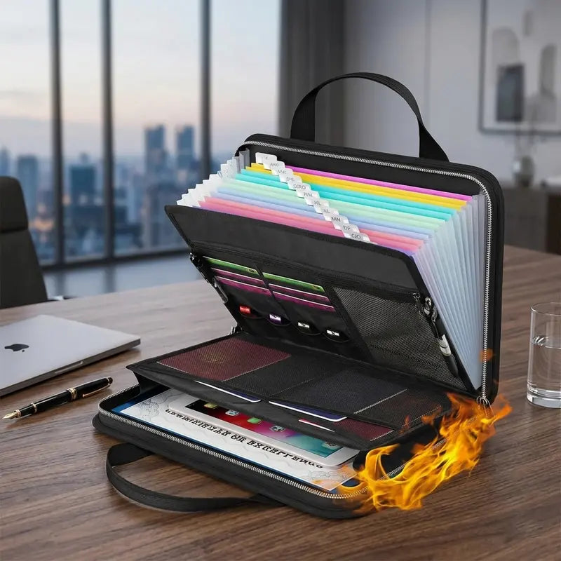 Fire-Resistant Document Organizer Bag