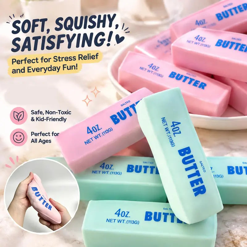 🧈 2 PCS Crunchy Butter Bar Squishy Toys – Satisfying Sensory Fidget Set