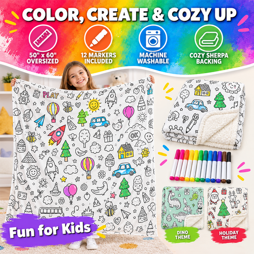 DIY Coloring Blanket with 12 Markers