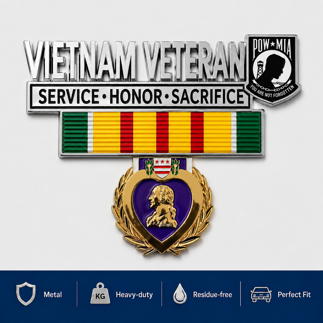 🎖️- Vietnam Veteran Tribute Car Emblem Metal Badge