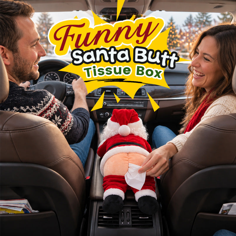 Funny Santa butt tissue box holder with red Christmas outfit