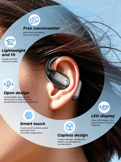 Wireless Bluetooth Earphones – Long Battery, Call & Music, LED Display, AI Translation