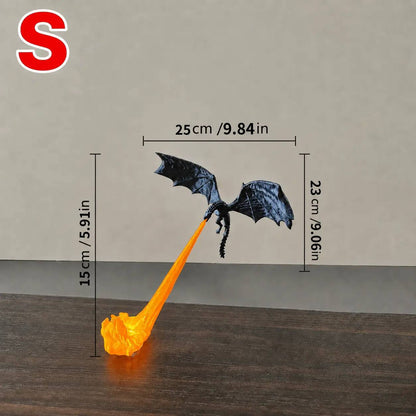 3D Fire-Breathing Dragon LED Display – Fantasy Bookshelf Decor with Glowing Flame