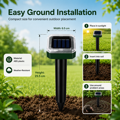 Solar Powered Waterproof Screw Mole Repellent