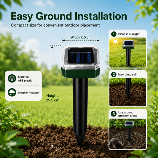 Solar Powered Waterproof Screw Mole Repellent