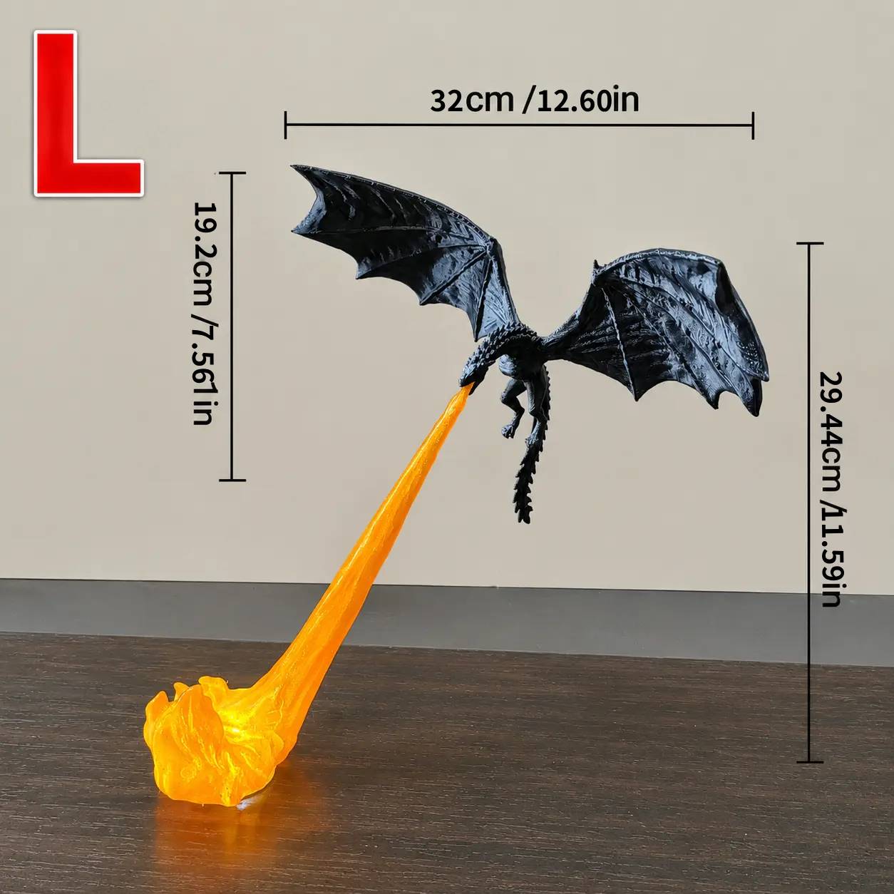 3D Fire-Breathing Dragon LED Display – Fantasy Bookshelf Decor with Glowing Flame