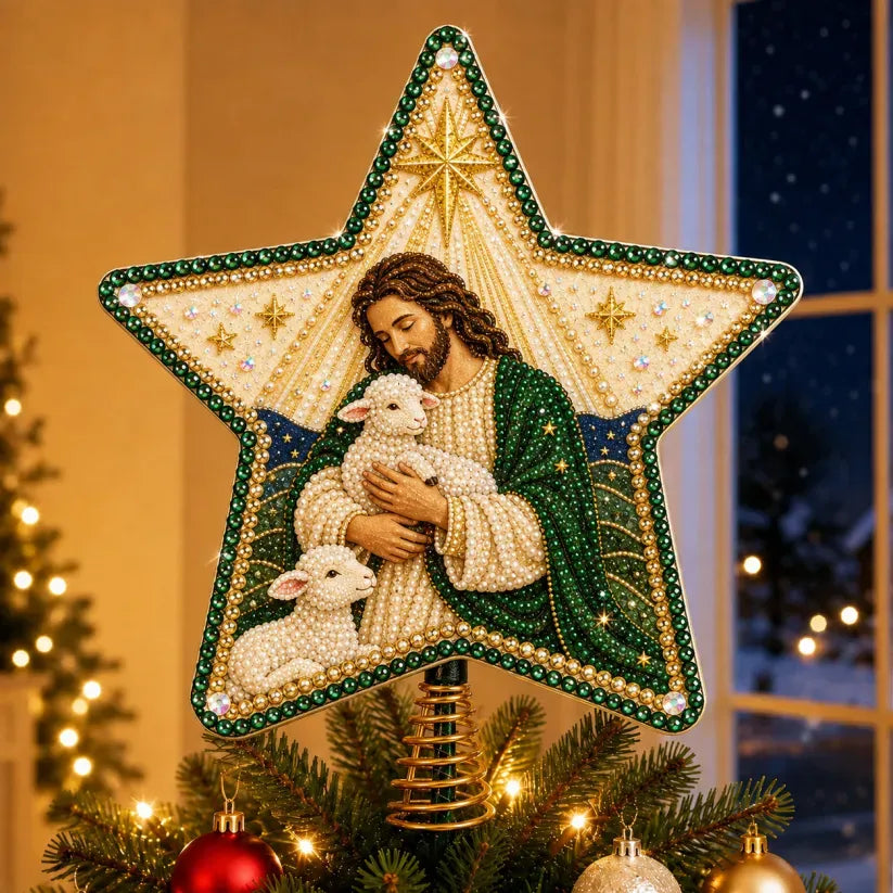 ⭐ Faith Inspired Pearl Diamond Art Christmas Tree Topper Craft Kit