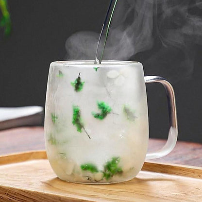 🎄🌸Transparent Double Glass Flower Tea Cup 350 ml