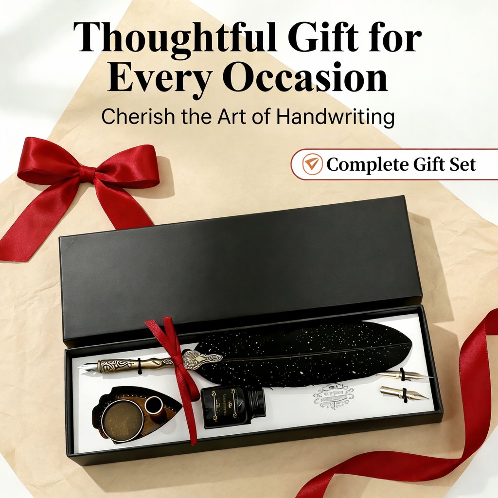 Vintage Signature Pen Calligraphy Set – Feather Pen for Writing