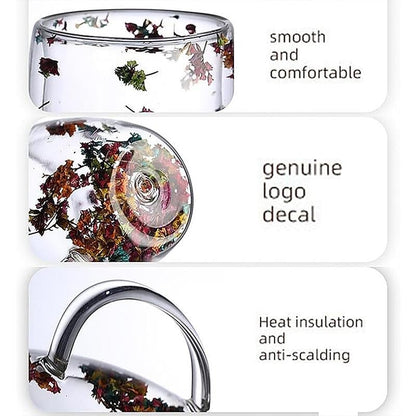 🎄🌸Transparent Double Glass Flower Tea Cup 350 ml