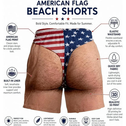Funny Patriotic Men Swim Trunks - Personalized Birthday Gifts