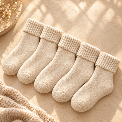 Fleece Lined Ribbed Crew Socks, Cozy Warm
