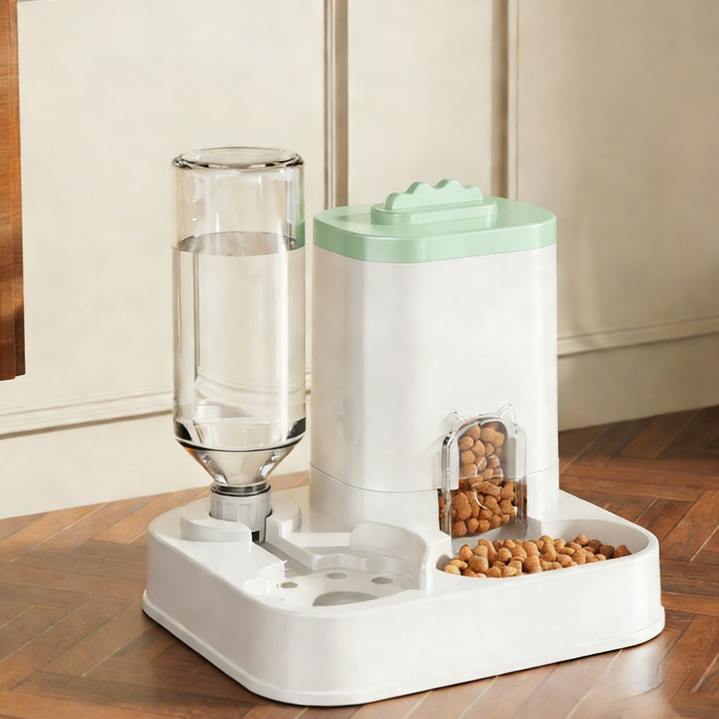 Automatic Cat & Dog Feeder Dispenser with Integrated, Pet One-Piece Design