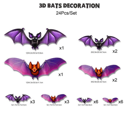 Halloween Bats Wall Decor with Lights – 3D Spooky Stickers for Home