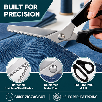 Stainless Steel Zig Zag Scissors with Serrated Teeth