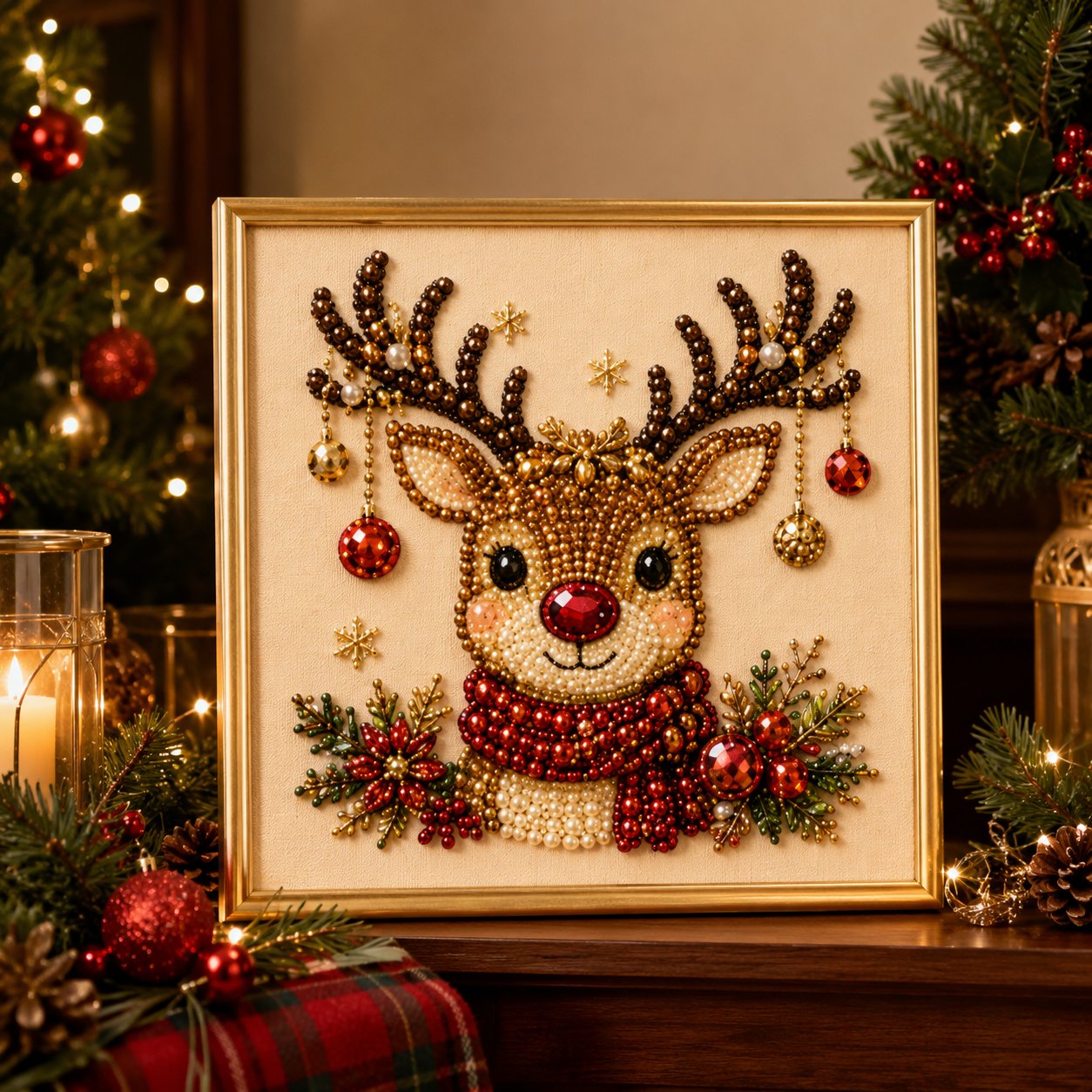 5-in-1 3D Pearl Art Kit – Christmas DIY Craft Set for Kids & Family Creative Fun
