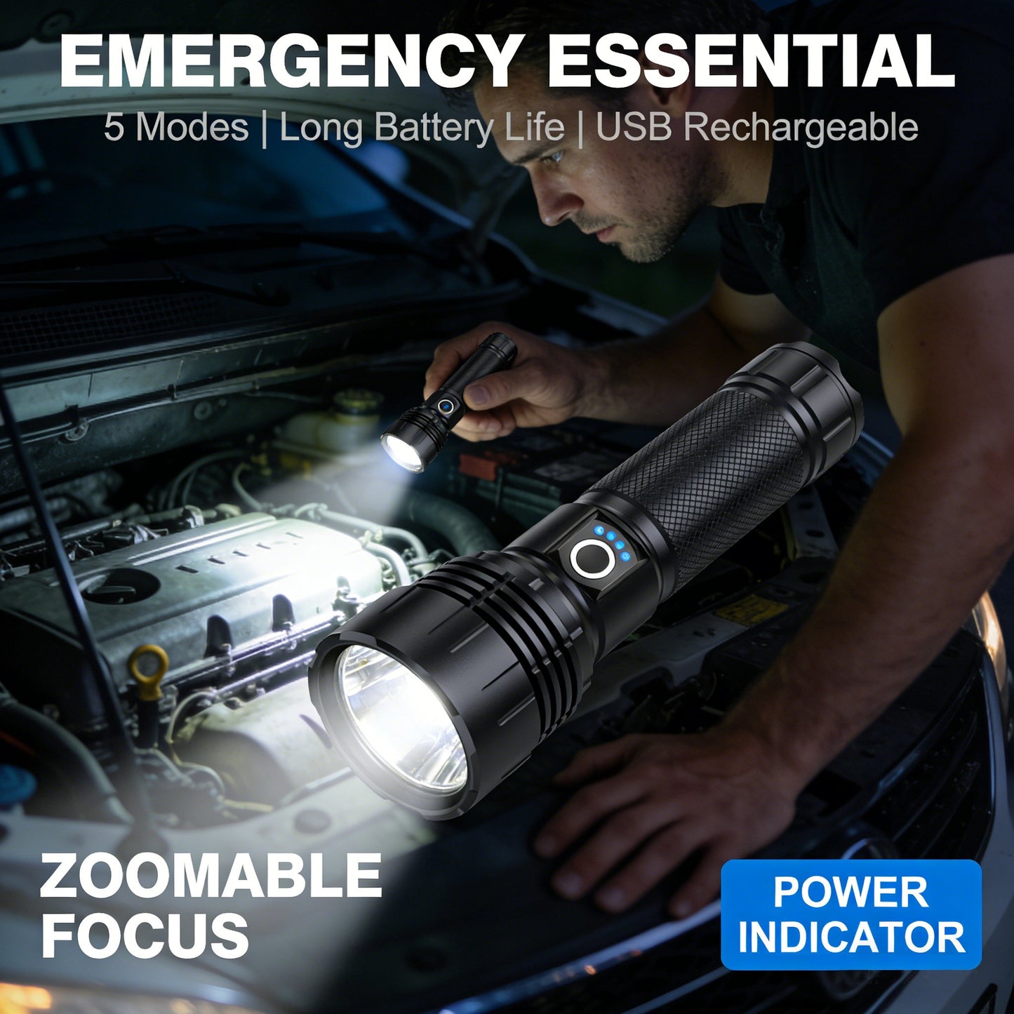 ✨Rechargeable LED Flashlight - High Lumen, Waterproof, Ultra Bright Flashlight for Emergencies