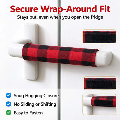 Christmas Refrigerator Handle Covers | Plush Plaid Wraps, product image 5