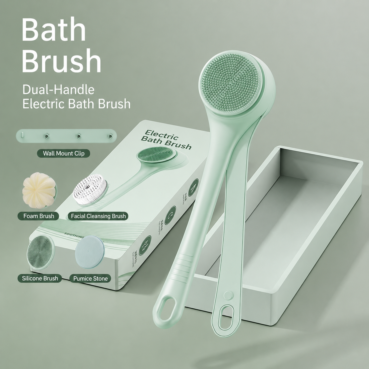 Electric Body Brush Back Scrubber - Dual Handle