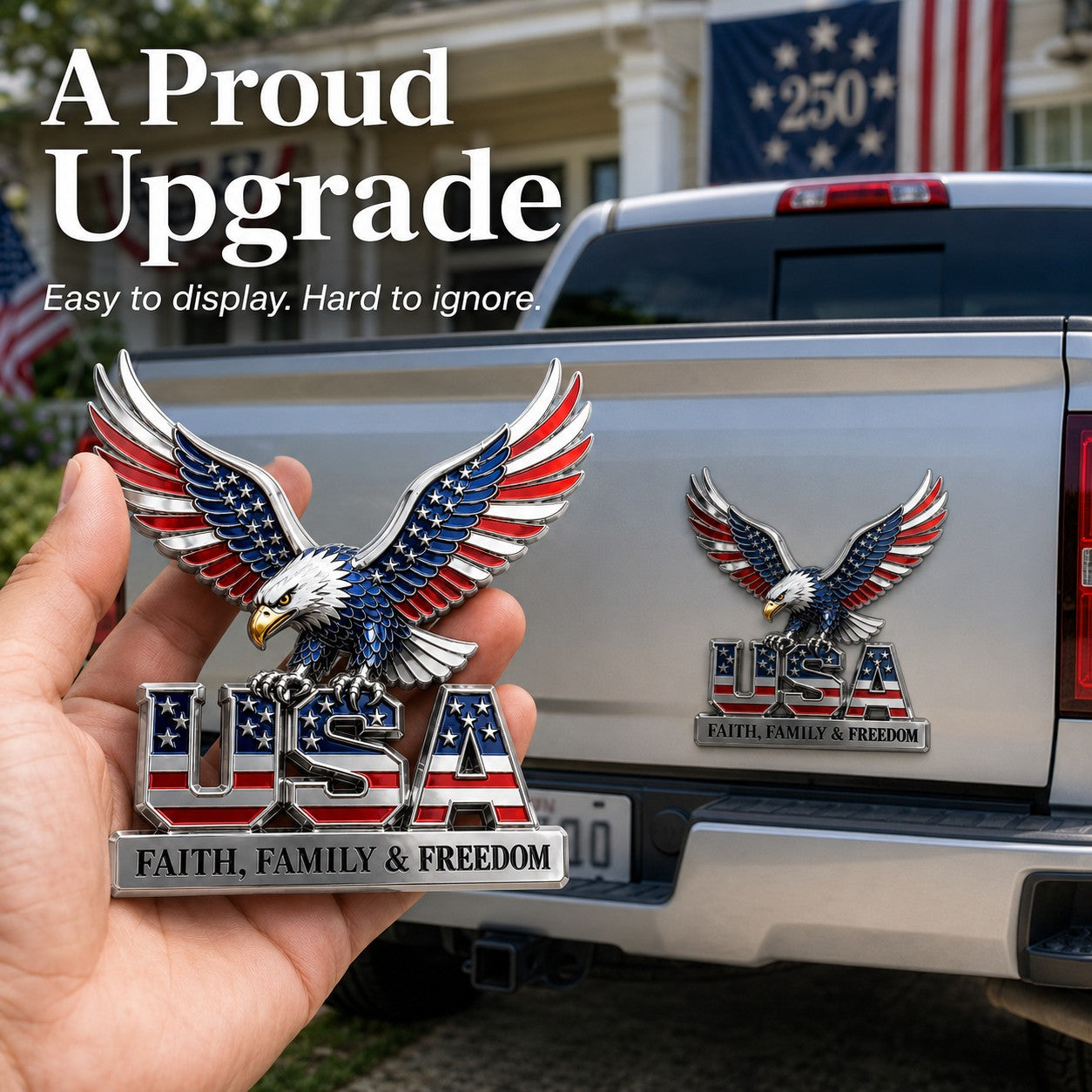 🇺🇸250th Anniversary- ★USA Faith, Family & Freedom★ Metal Emblem