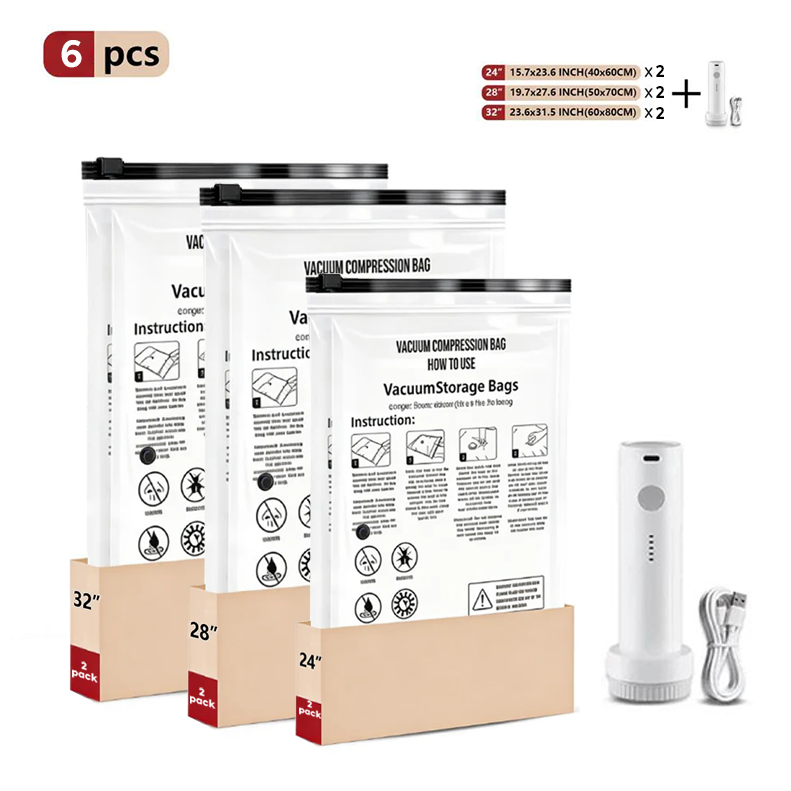 Cordless Travel Vacuum Storage Compression Bag Set