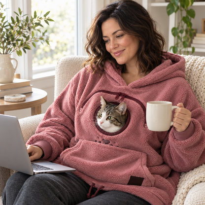 🐾 Cozy Pet Carrier Hoodie — Built-In Pouch for Cats & Small Dogs