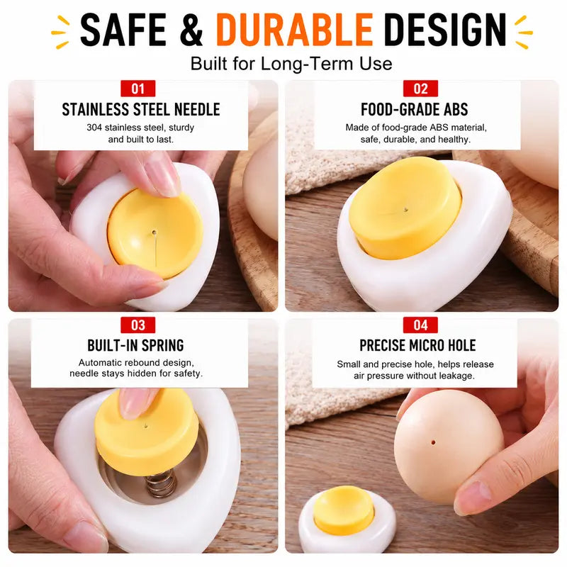 2-Pack Egg Piercer – One-Press Stainless Steel Egg Pricker for Perfect Hard-Boiled Eggs