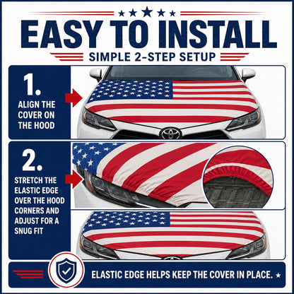 🇺🇸 Universal American Hood Flag Cover - Fits Most Cars, SUVs & Pickups