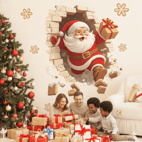 🔥Buy 5 Get 5[10Pcs &💥Free Shipping]Santa Claus Breakthrough Wall Stickers🎄