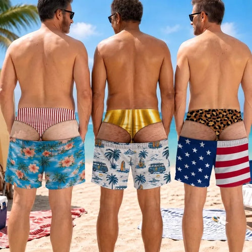 Funny Patriotic Men Swim Trunks - Personalized Birthday Gifts