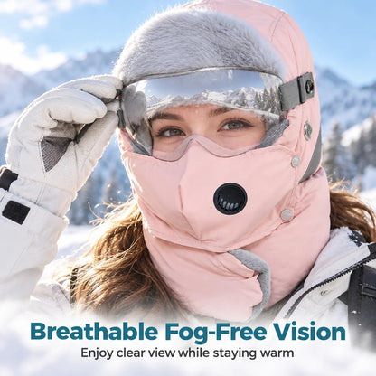 Winter thermal ushanka hat with detachable mask and goggles, product view 4