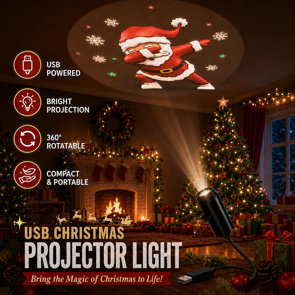🎄Christmas Light Projector – Instant Holiday Magic For Your Home & Yard
