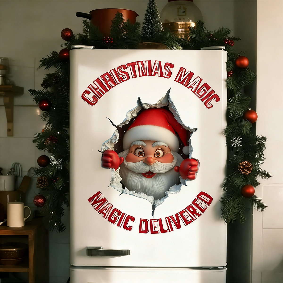 🔥Buy 5 Get 5[10Pcs &💥Free Shipping]Santa Claus Breakthrough Wall Stickers🎄