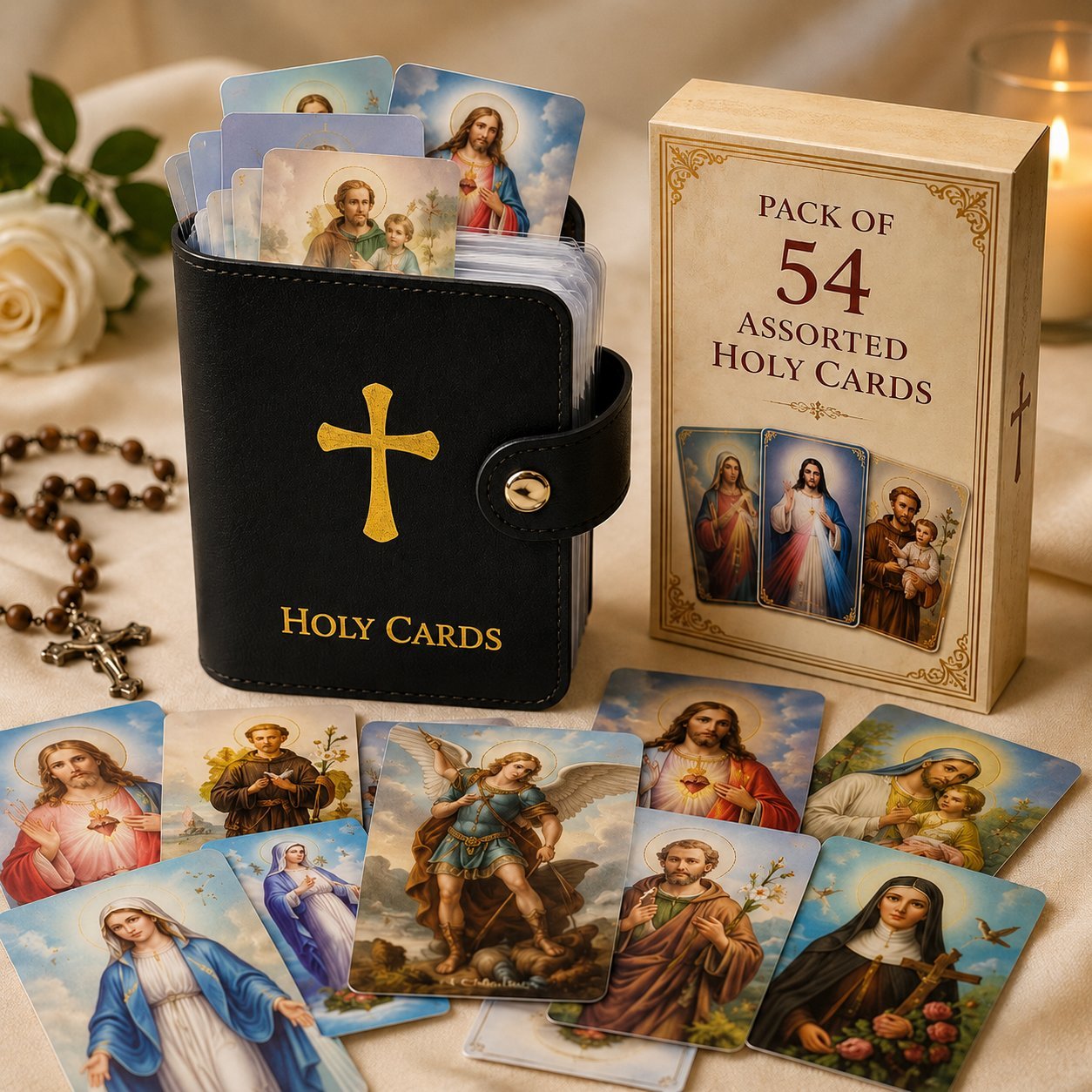 Catholic Genuine Leather Holy Card Holder