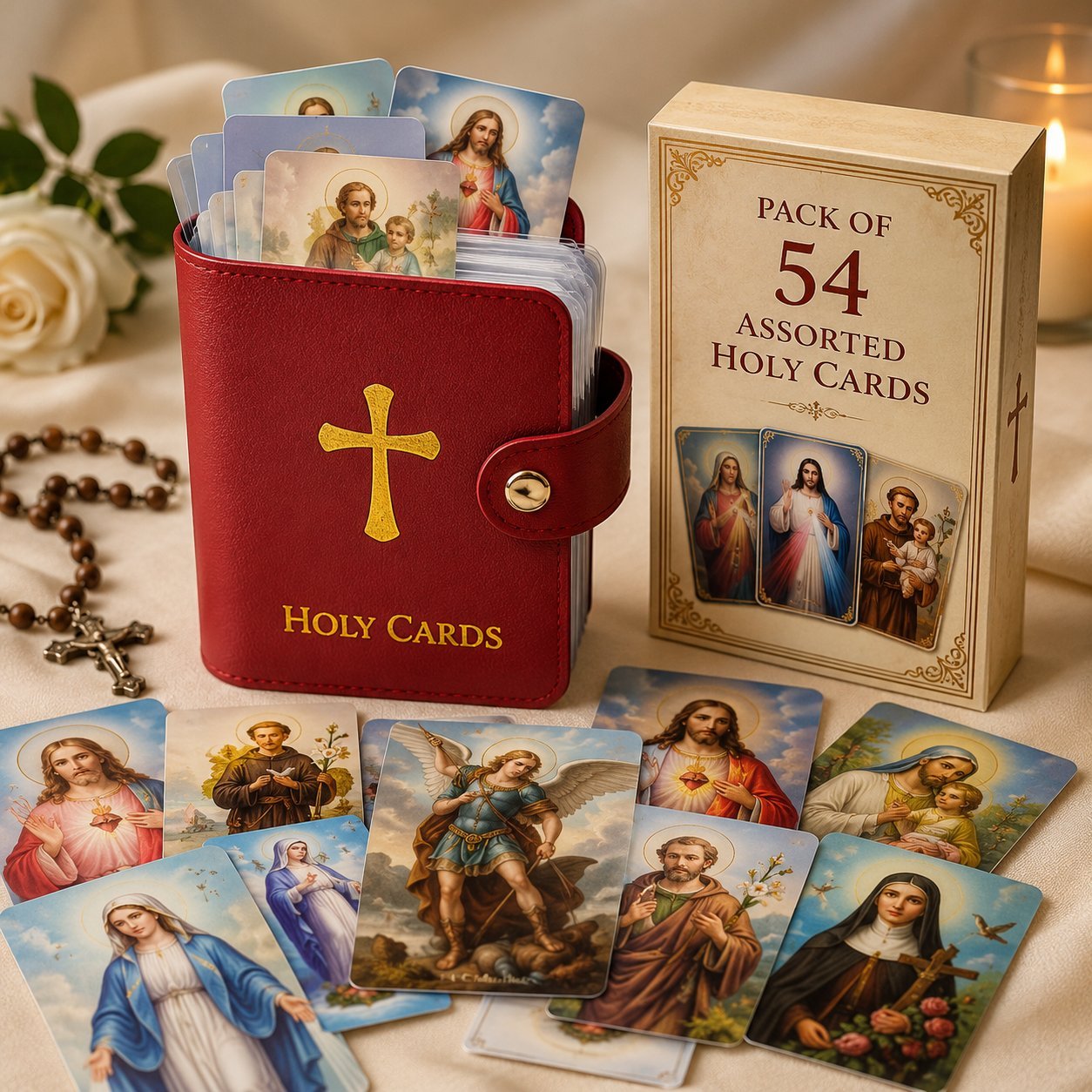 Catholic Genuine Leather Holy Card Holder