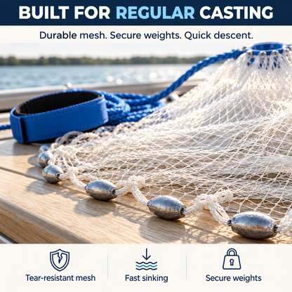 🎣✨ Easy-Throw Cast Net – Heavy-Duty Mesh, Rapid Sinking, Versatile 🌊