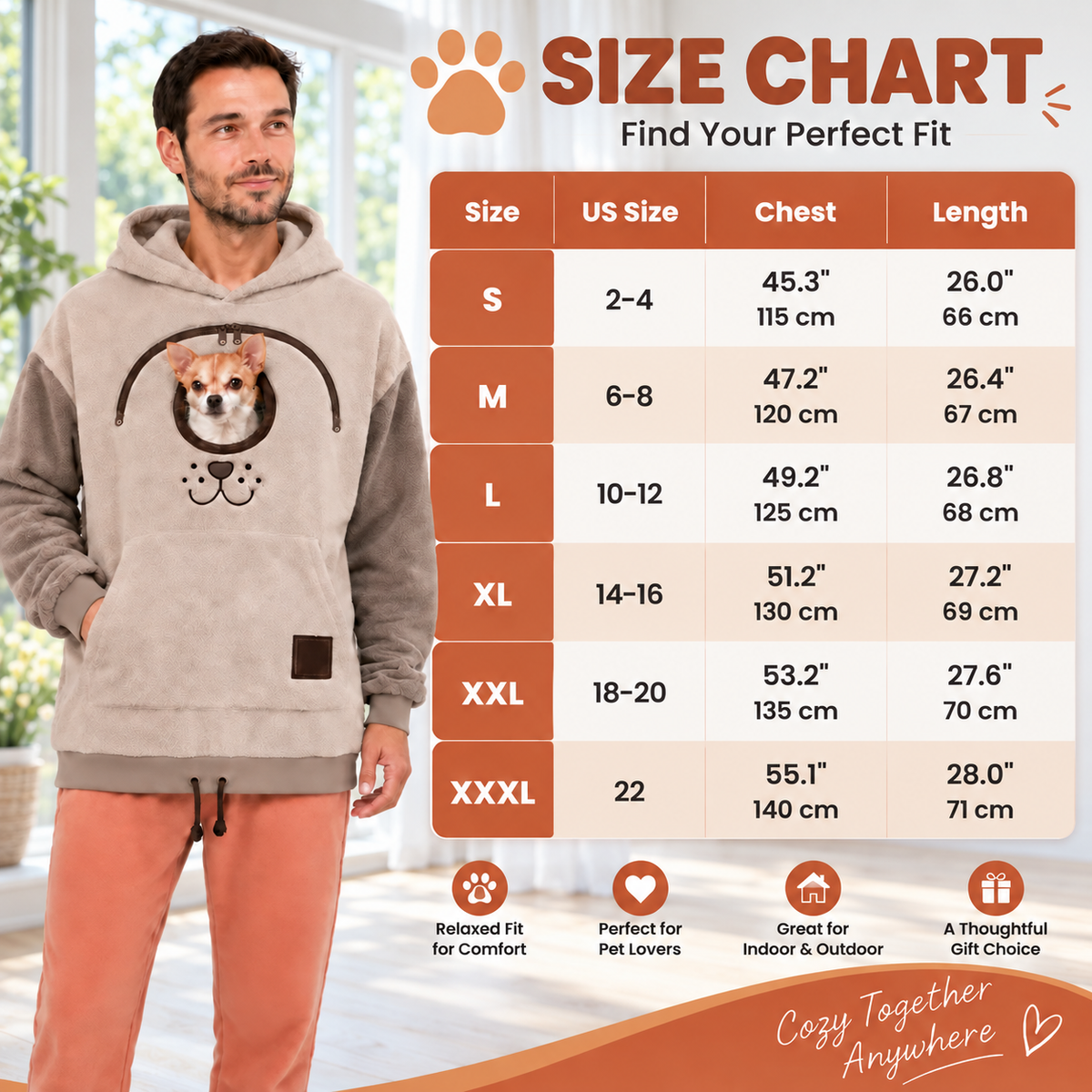 🐾 Cozy Pet Carrier Hoodie — Built-In Pouch for Cats & Small Dogs