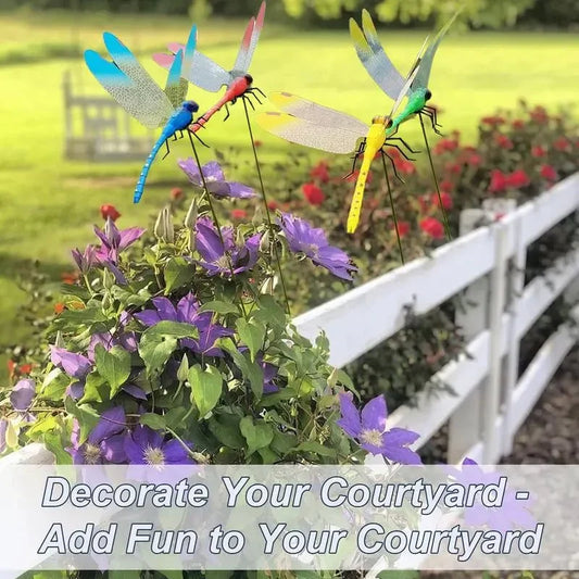 12 Counts Outdoor Fake Dragonfly Rod Clip, Garden MetalDragonfly Clip