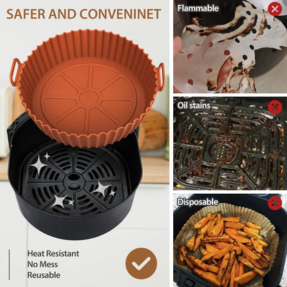 6-Piece Silicone Air Fryer Baking Tray Set – Non-Stick, Reusable & Easy to Clean